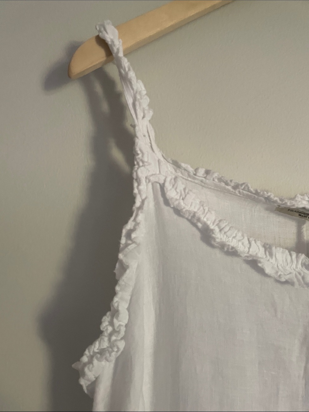 Francesca Bettini White Linen Ruffle Edge Midi Dress. L. NWT - Picture 3 of 12